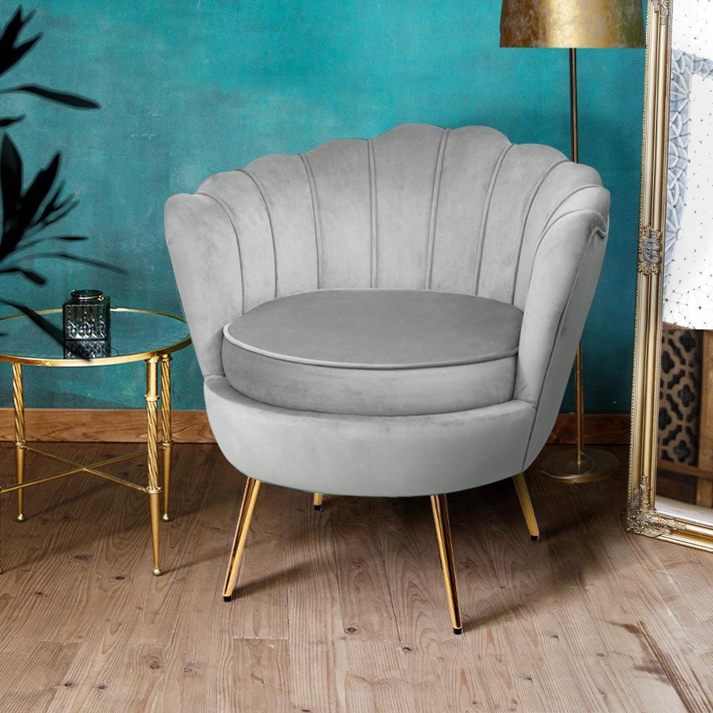 Artiss Armchair Velvet Grey Callista-7