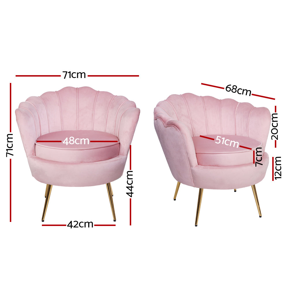 Artiss Armchair Velvet Pink Callista-1