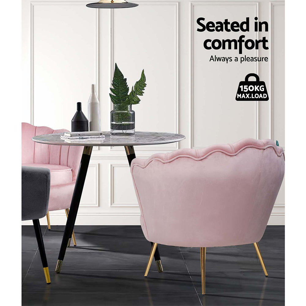 Artiss Armchair Velvet Pink Callista-6