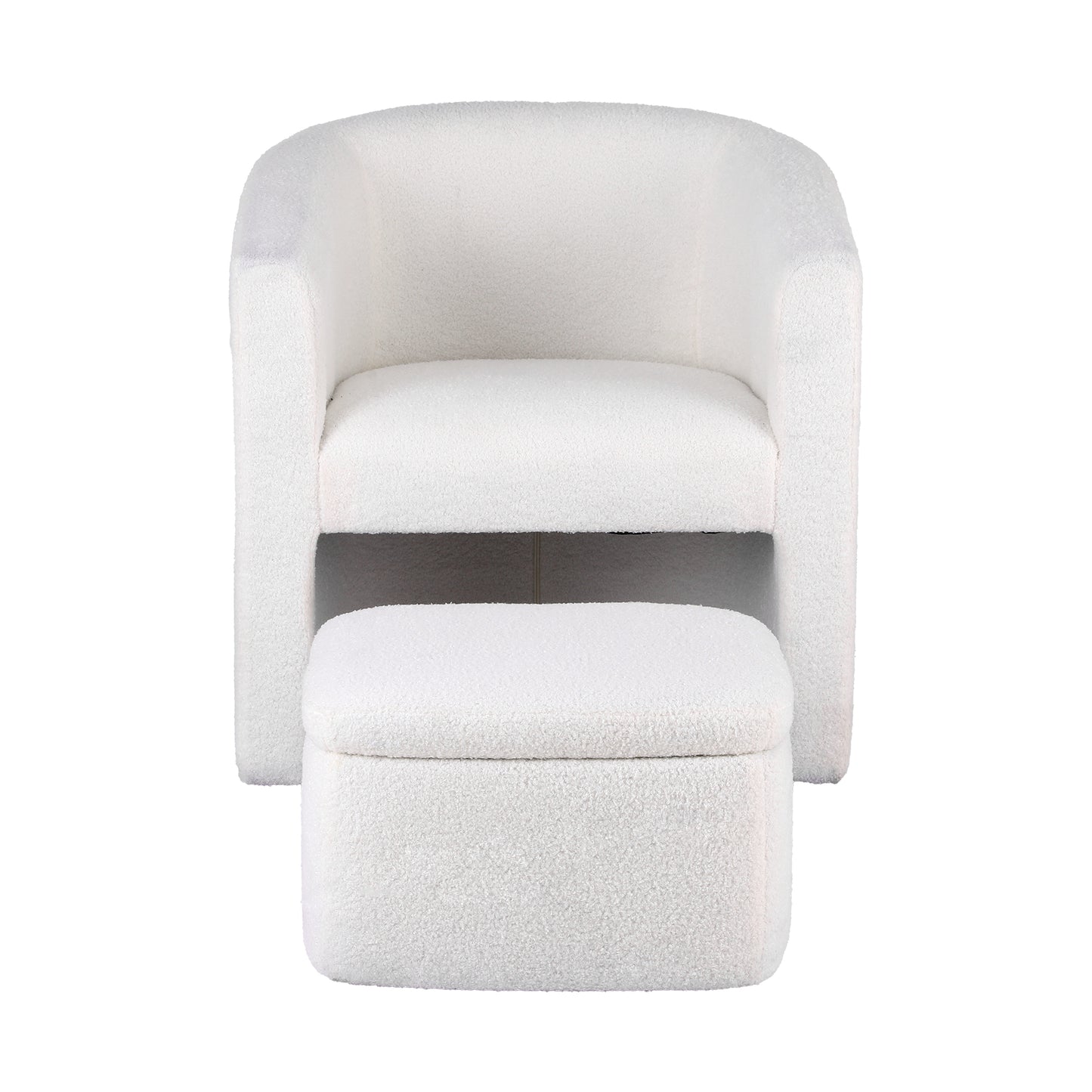 Artiss Armchair Accent Chair w/Ottoman Lounge Footrest Storage Boucle White-2