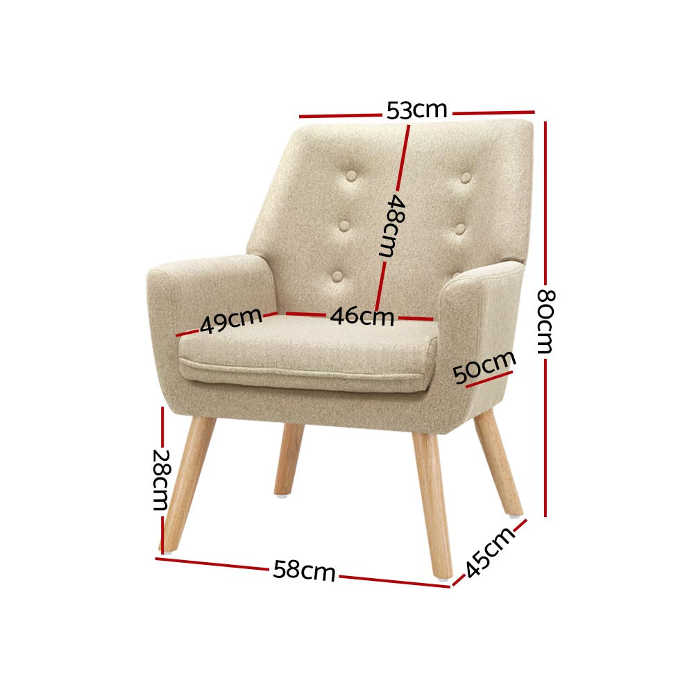 Artiss Fabric Dining Armchair - Beige-1