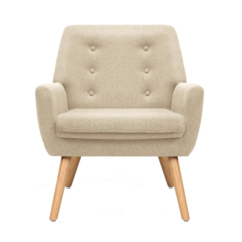 Artiss Fabric Dining Armchair - Beige-2