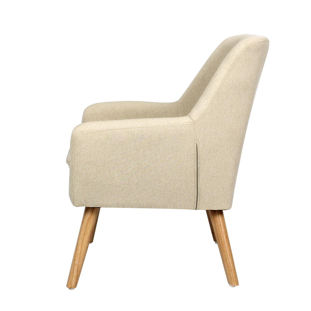 Artiss Fabric Dining Armchair - Beige-3