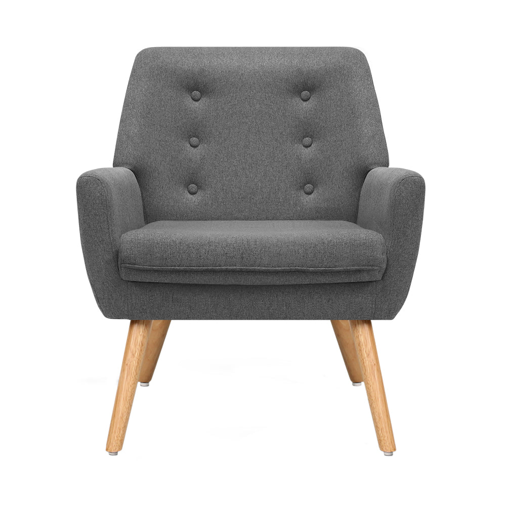 Artiss Fabric Dining Armchair - Grey-2