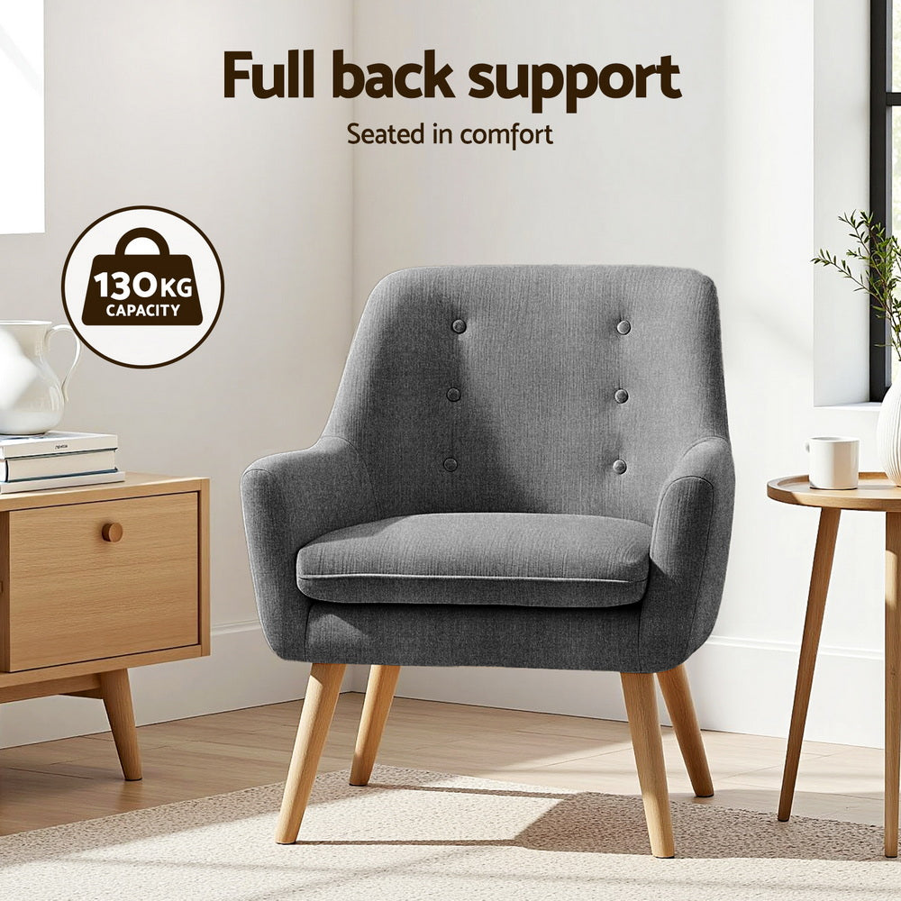 Artiss 2X Armchair Lounge Chair Accent Tub Chair Grey ANNE-3