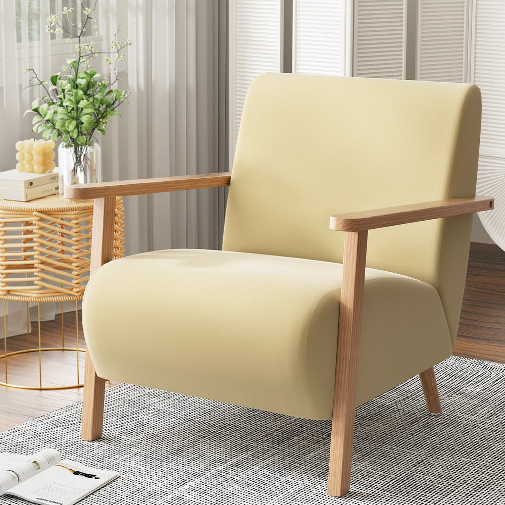 Artiss Armchair Velvet Yellow Olie-6