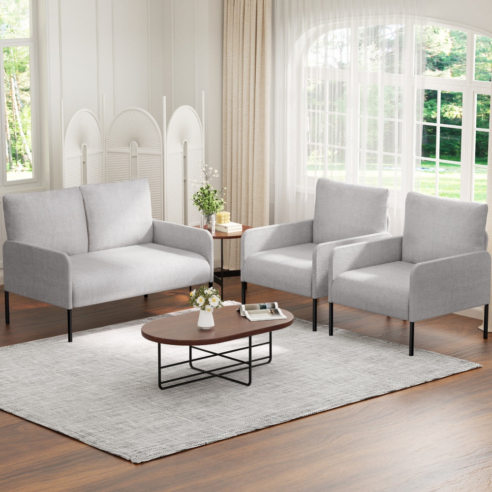 Artiss Armchair 4 Seater Sofa Set Pillow Gery Kane-6