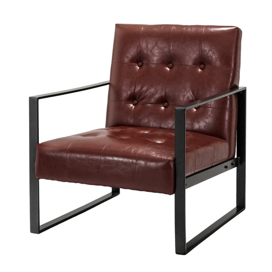 Artiss Armchair Lounge Chair Accent Chairs PU Leather Sofa Brown Metal Frame-0