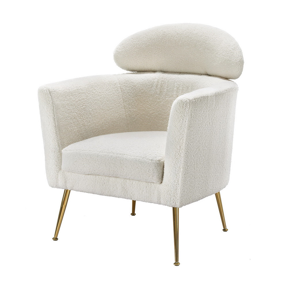 Artiss Armchair Boucle Fabric White Yoli-0