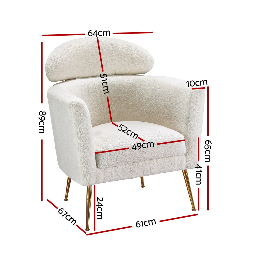 Artiss Armchair Boucle Fabric White Yoli-1