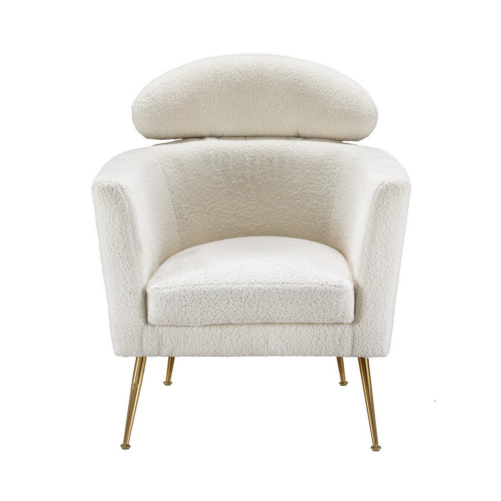 Artiss Armchair Boucle Fabric White Yoli-2