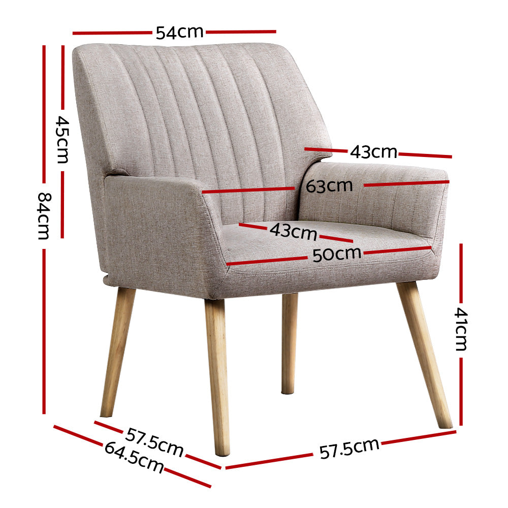 Artiss Armchair Fabric Beige Sebastini-1