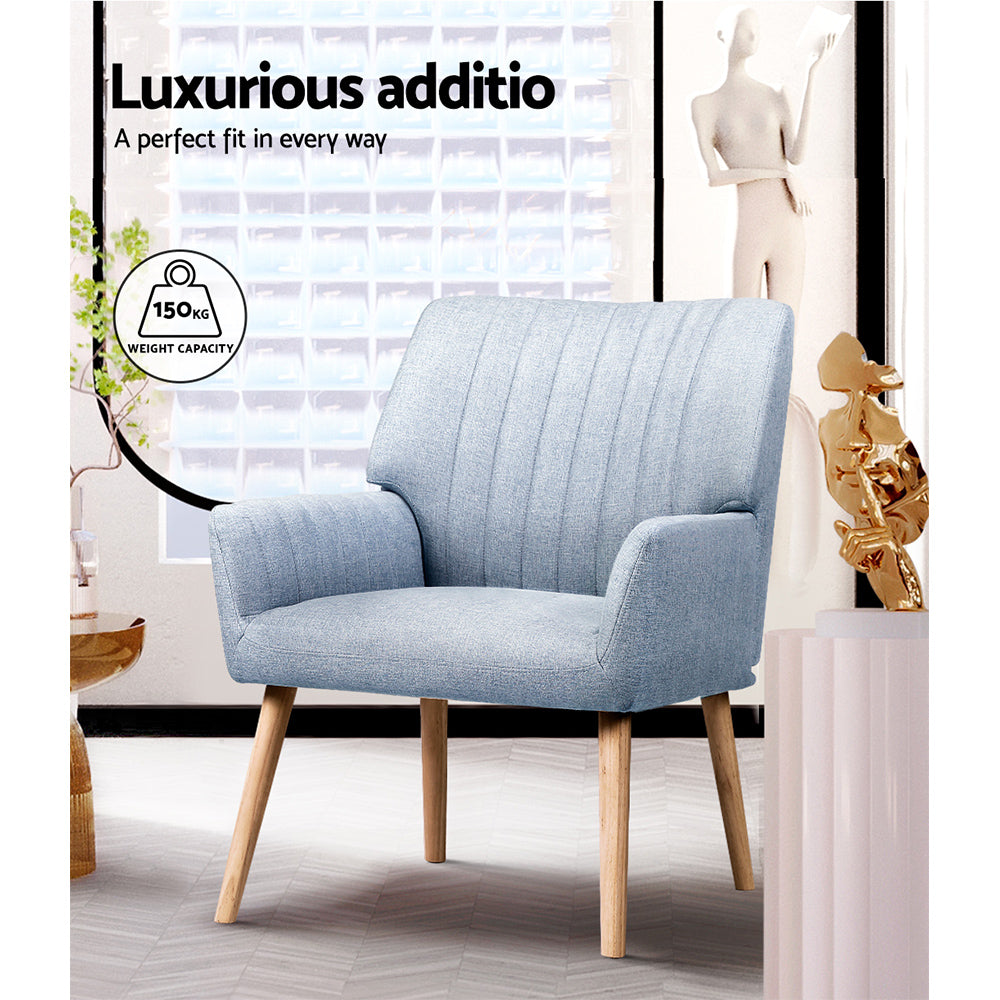 Artiss Armchair Fabric Blue Grey Sebastini-4