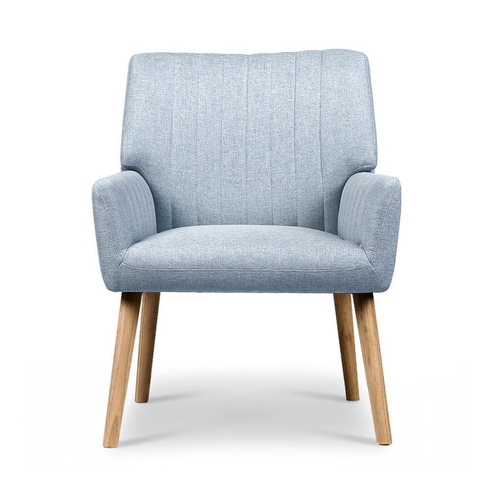 Artiss 2X Armchair Fabric Blue Grey-2