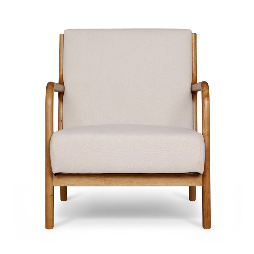 Artiss 2X Armchair Faux Fabric Beige-2