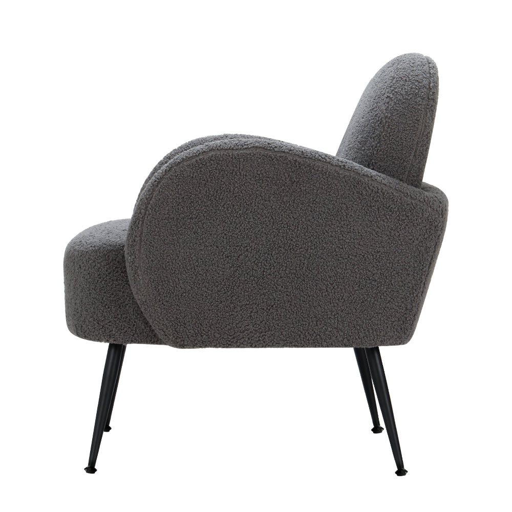 Artiss Armchair Boucle Charcoal Hanes-3