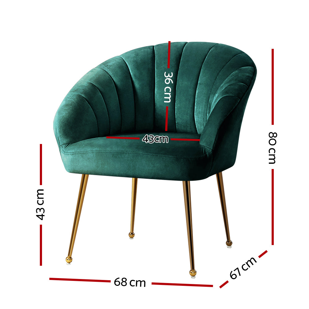 Artiss Armchair Velvet Green Eloise-1