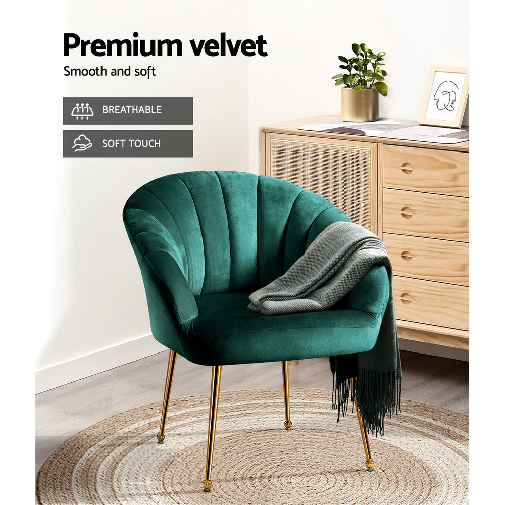 Artiss Armchair Velvet Green Eloise-3