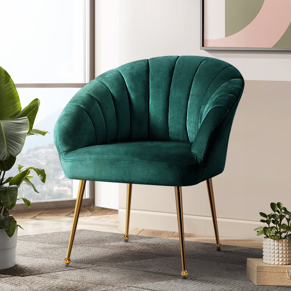 Artiss Armchair Velvet Green Eloise-6