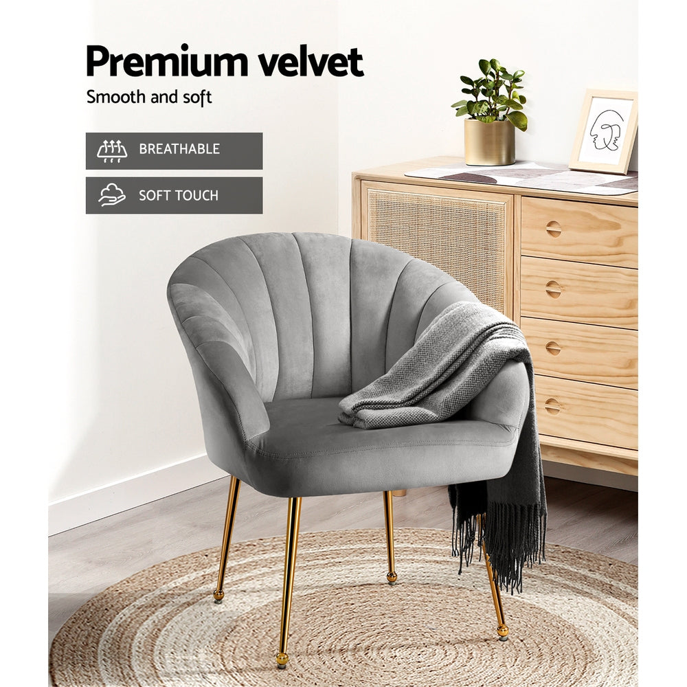Artiss Armchair Velvet Grey Eloise-3