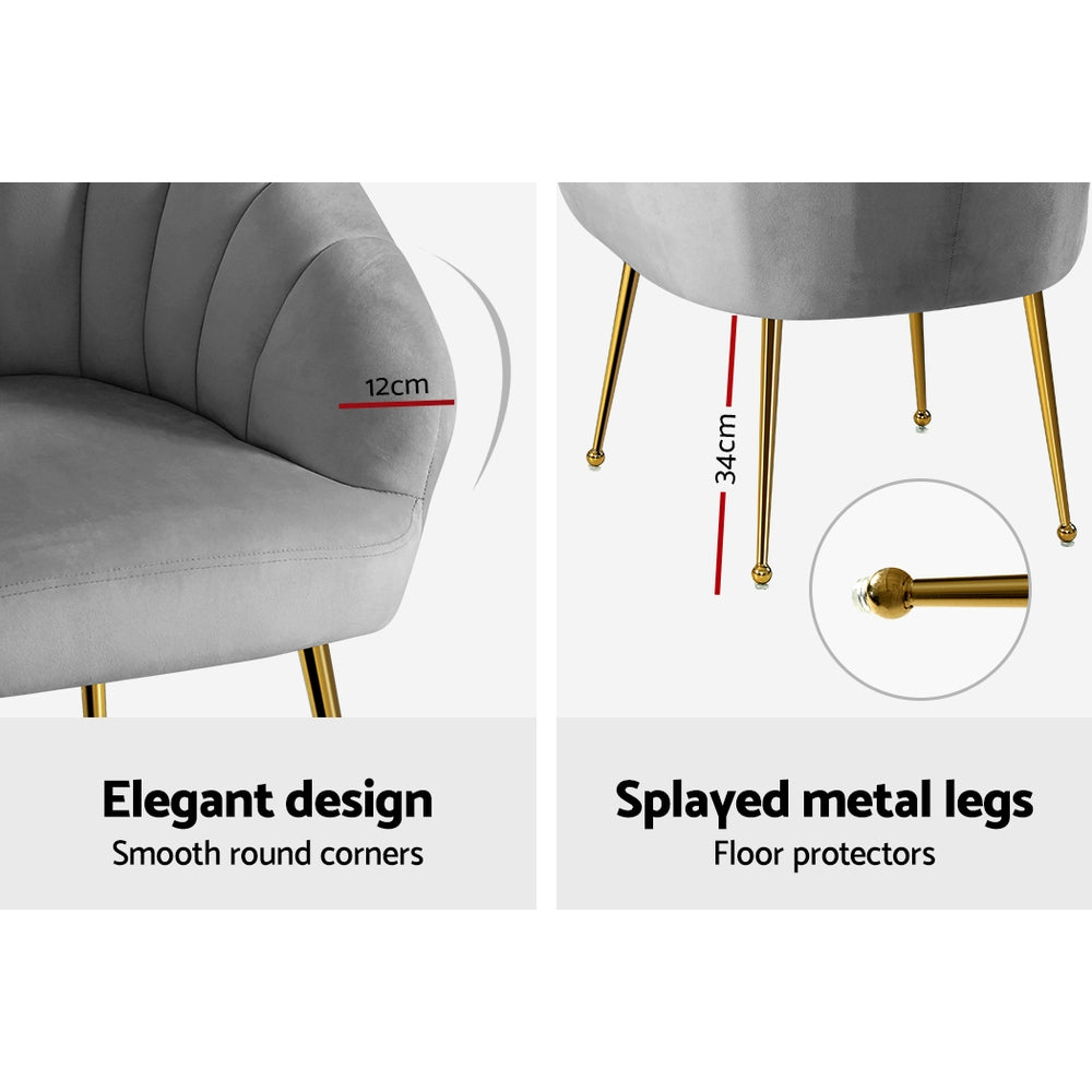 Artiss Armchair Velvet Grey Eloise-5