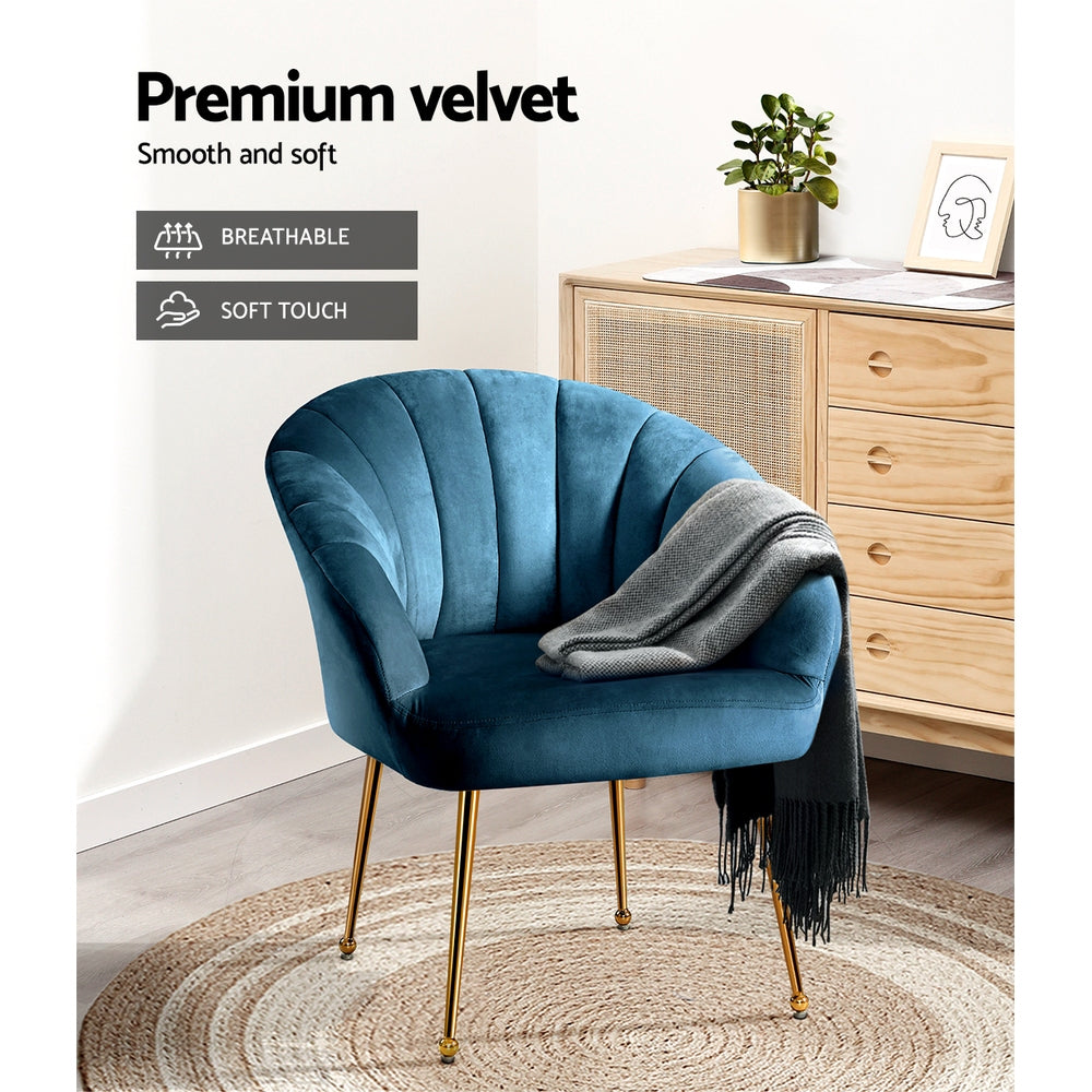 Artiss Armchair Velvet Blue Eloise-4