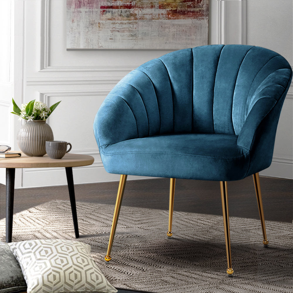 Artiss Armchair Velvet Blue Eloise-7