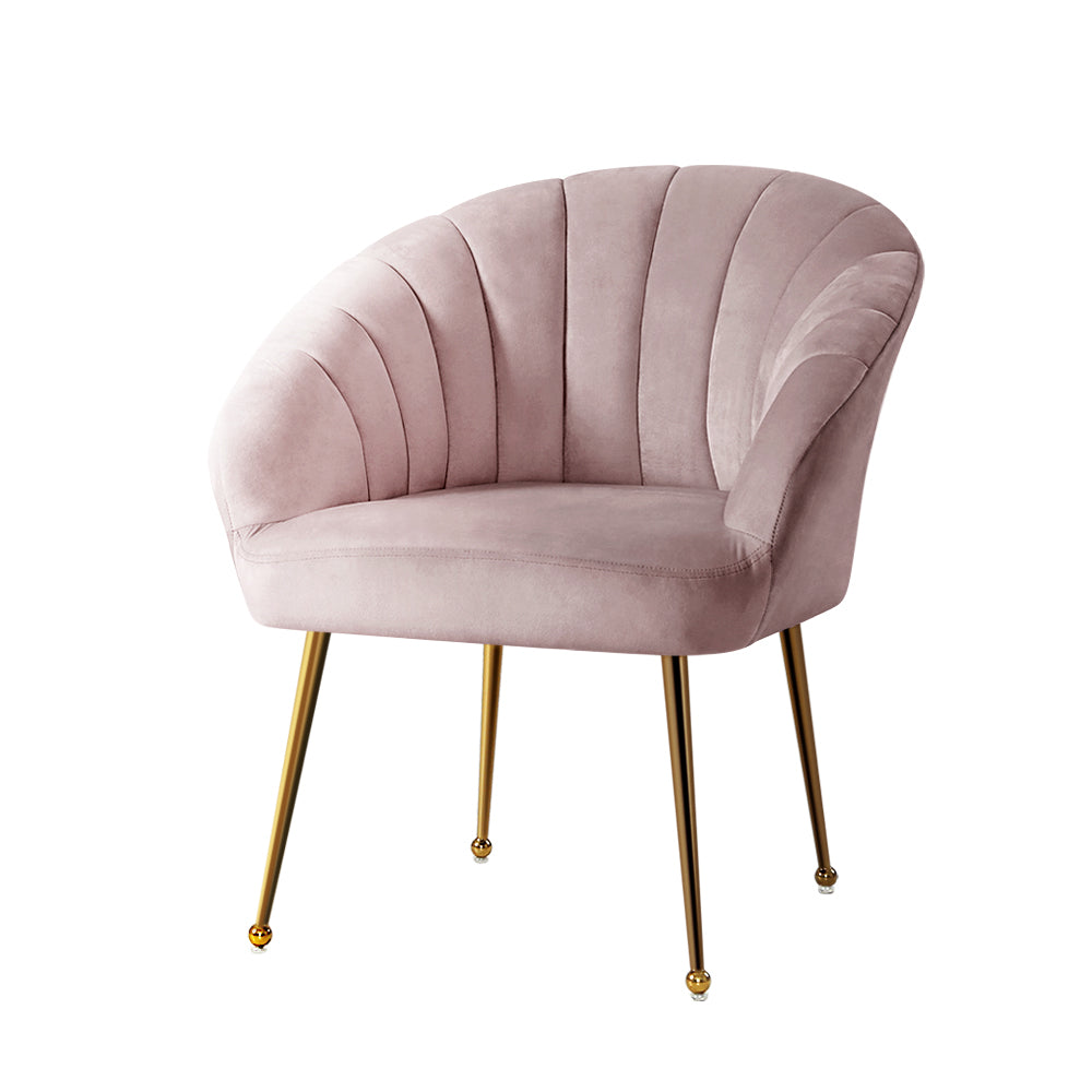 Artiss Armchair Velvet Pink Eloise-0