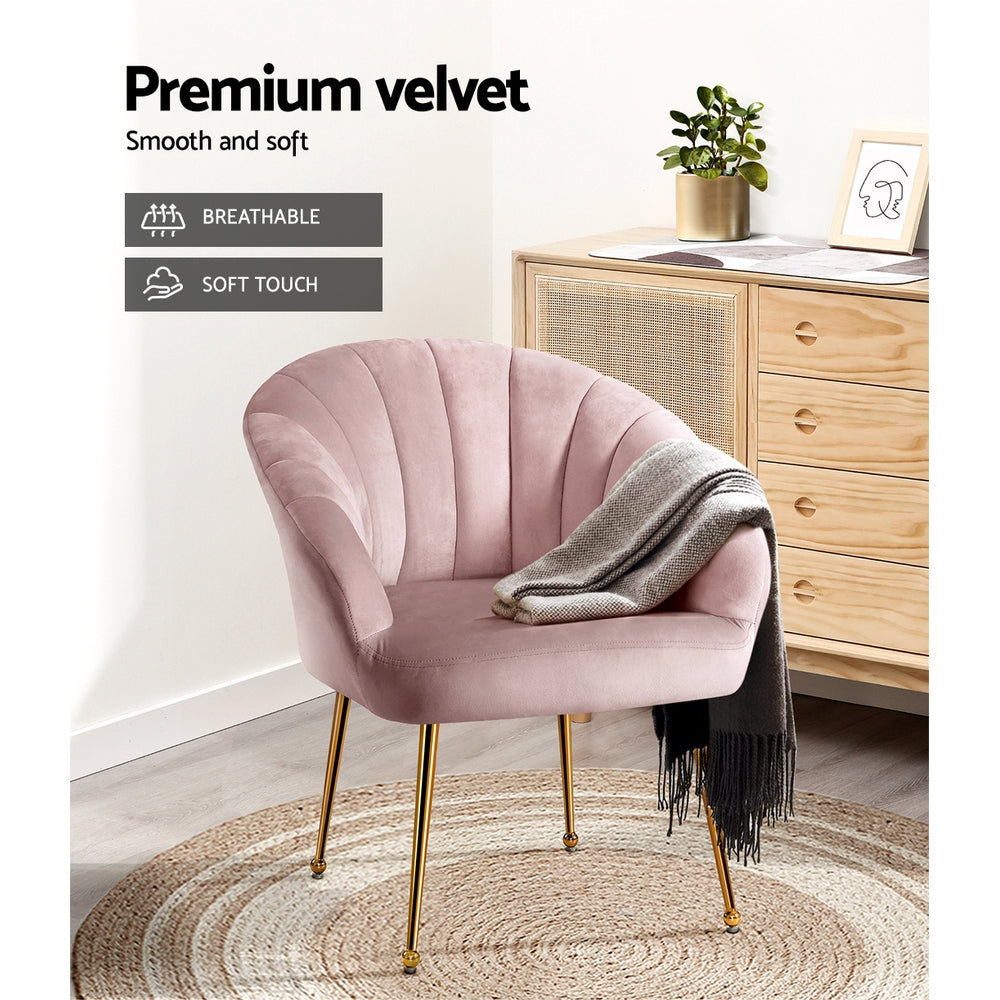 Artiss Armchair Velvet Pink Eloise-4