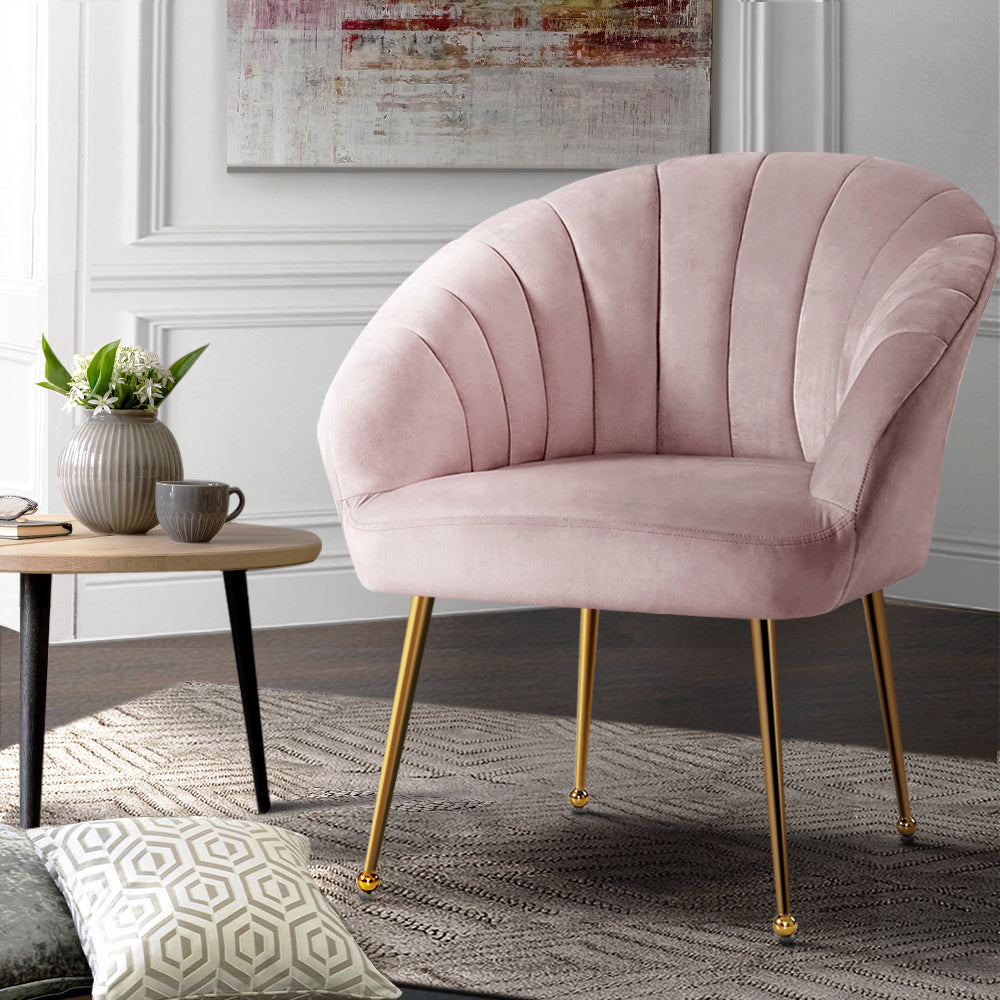 Artiss Armchair Velvet Pink Eloise-7