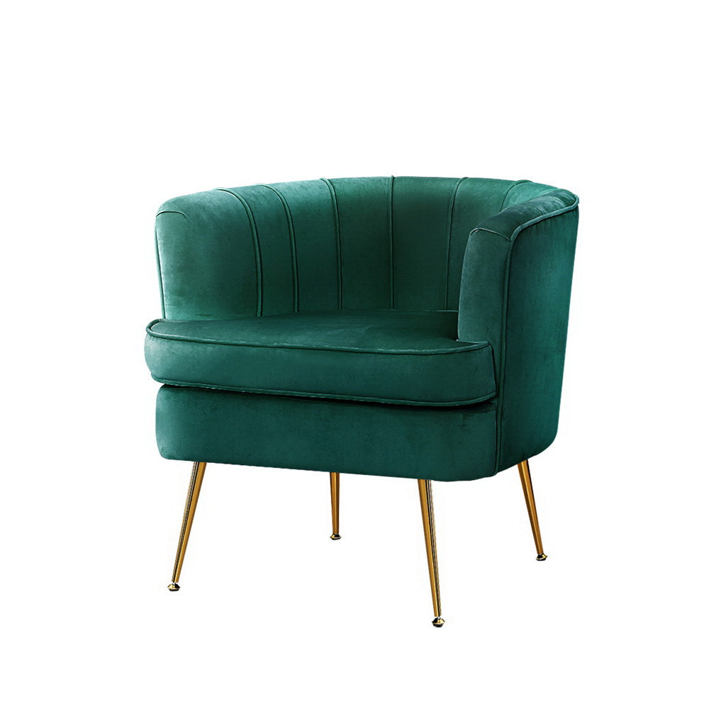 Artiss Armchair Velvet Green Norvia-0