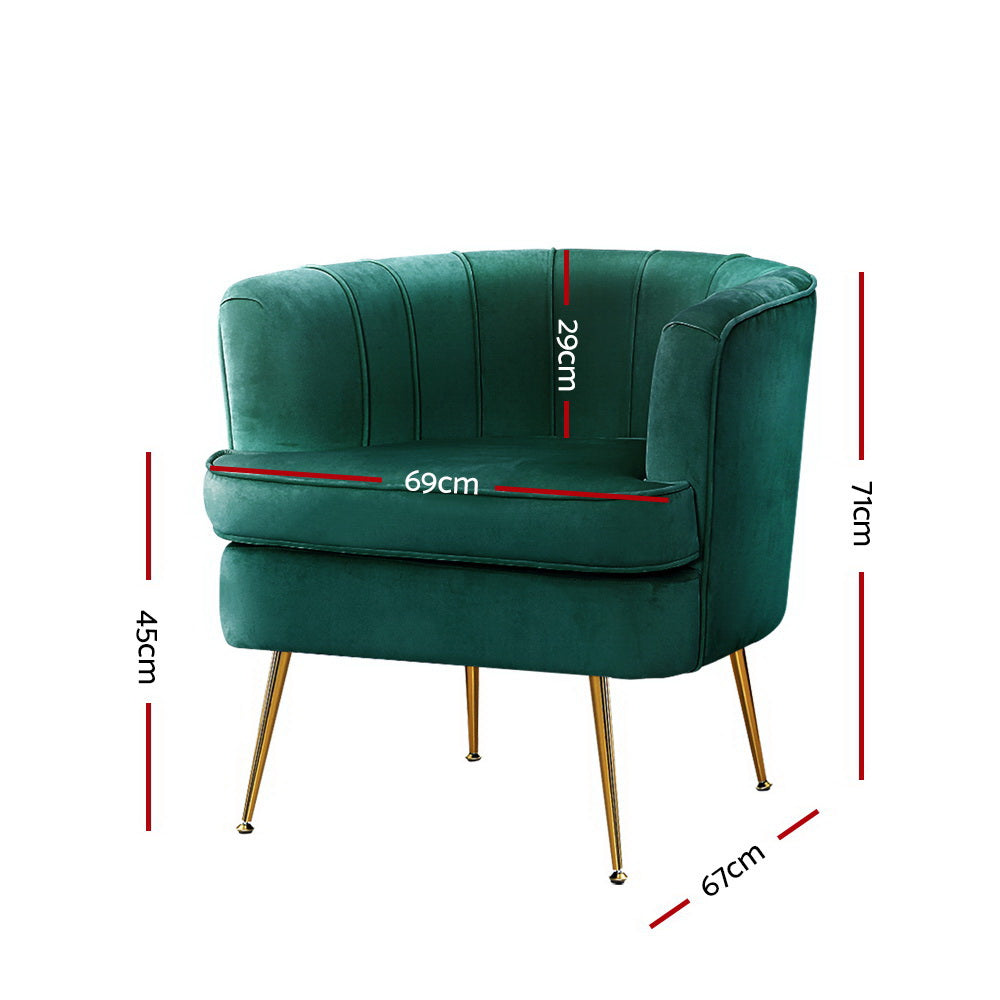 Artiss Armchair Velvet Green Norvia-1