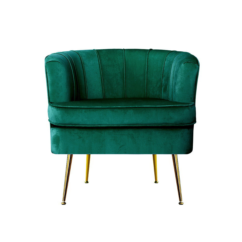 Artiss Armchair Velvet Green Norvia-2