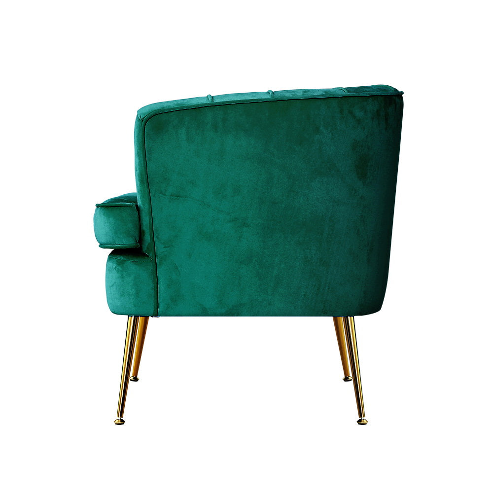 Artiss Armchair Velvet Green Norvia-3