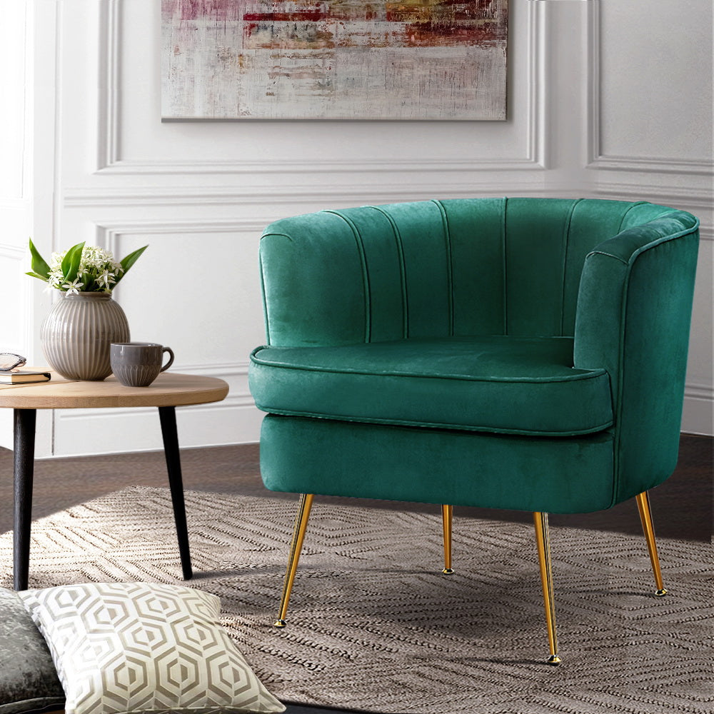 Artiss Armchair Velvet Green Norvia-7