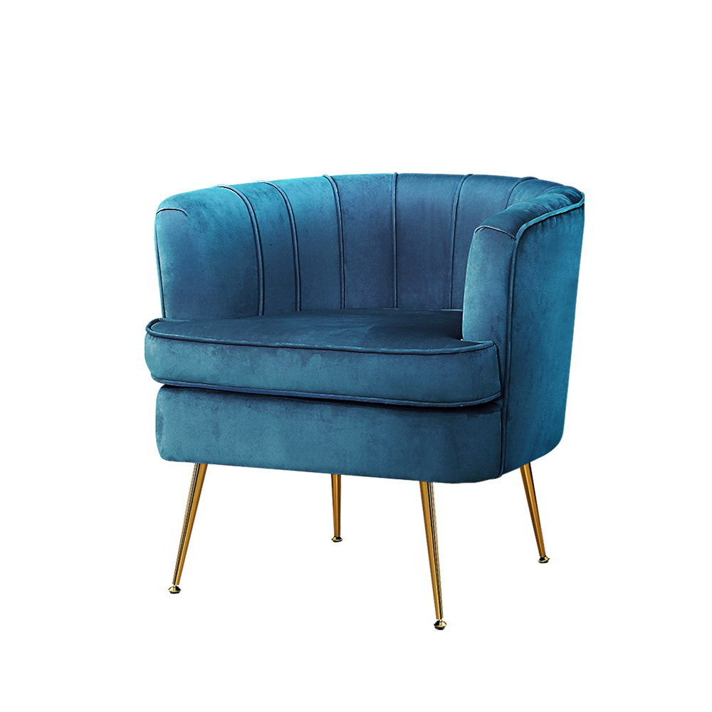 Artiss Armchair Velvet Blue Norvia-0