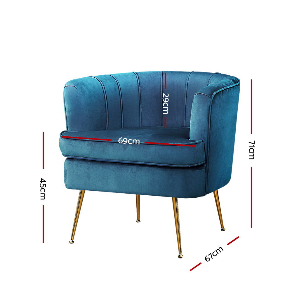 Artiss Armchair Velvet Blue Norvia-1