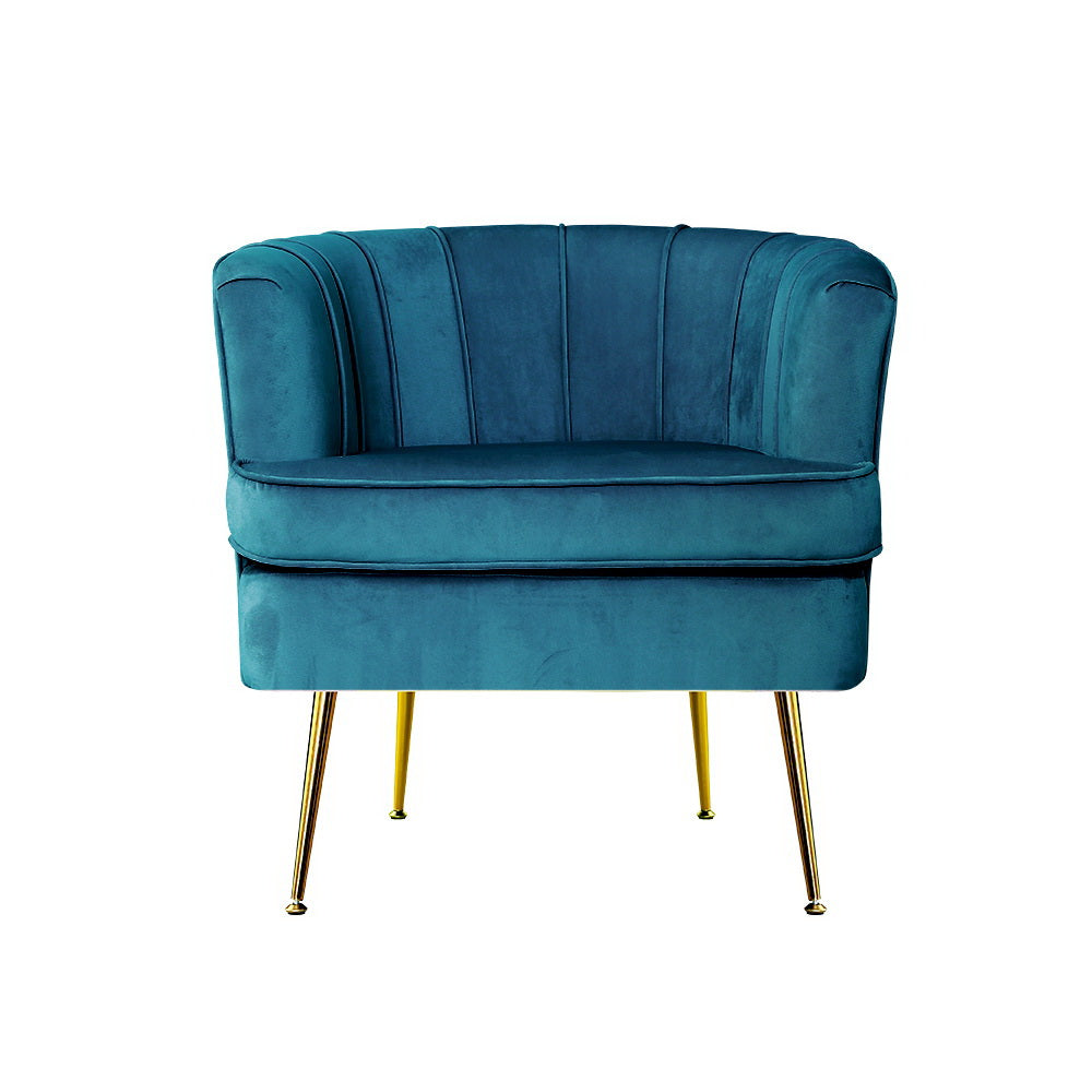 Artiss Armchair Velvet Blue Norvia-2