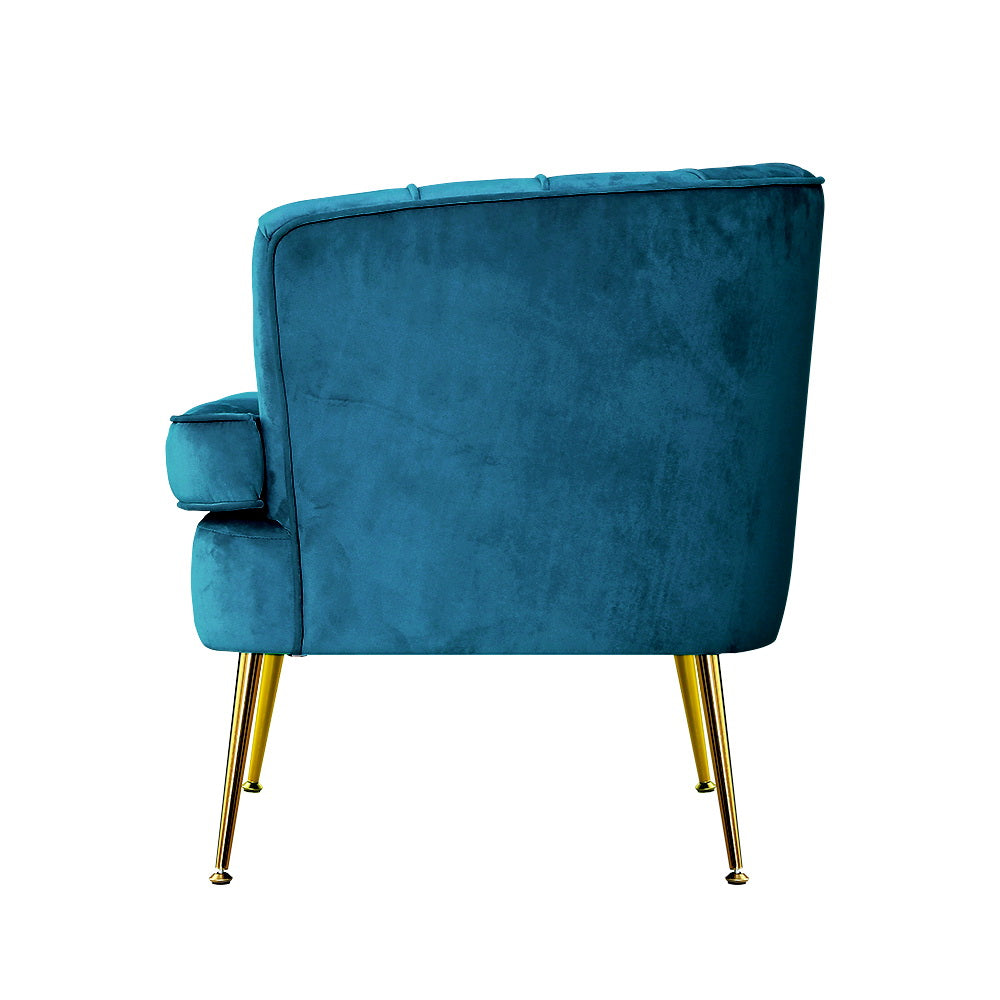 Artiss Armchair Velvet Blue Norvia-3