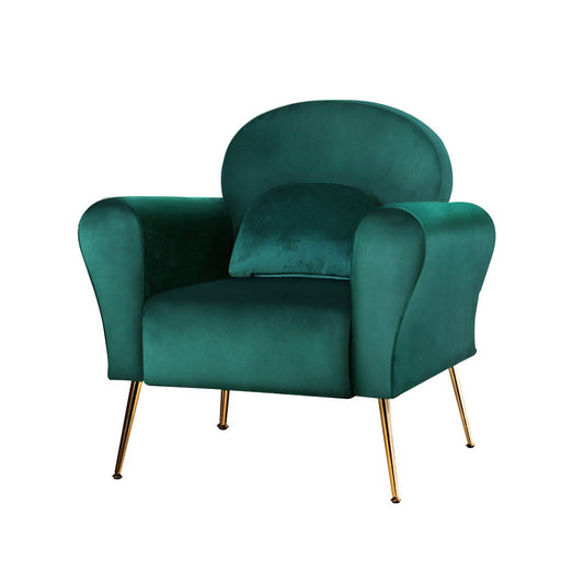 Artiss Armchair Green Velvet Caroline-0