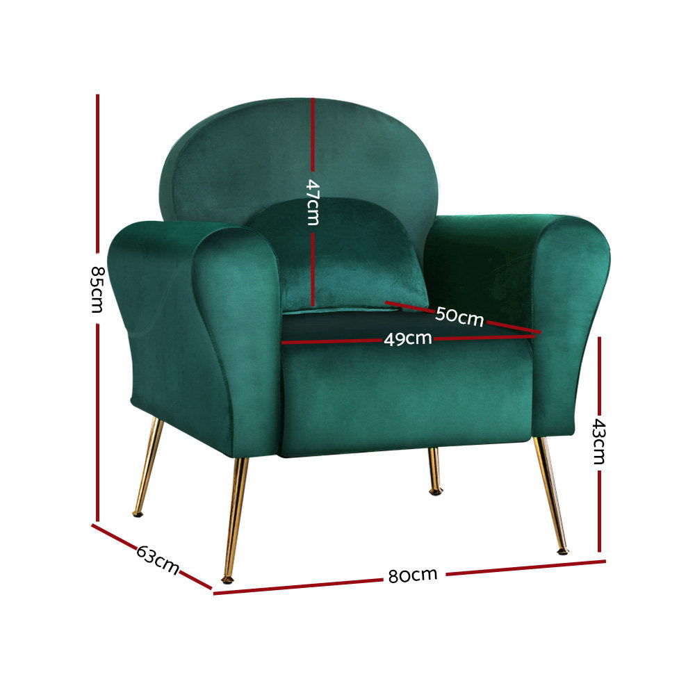 Artiss Armchair Green Velvet Caroline-1