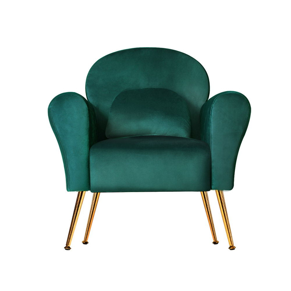 Artiss Armchair Green Velvet Caroline-2