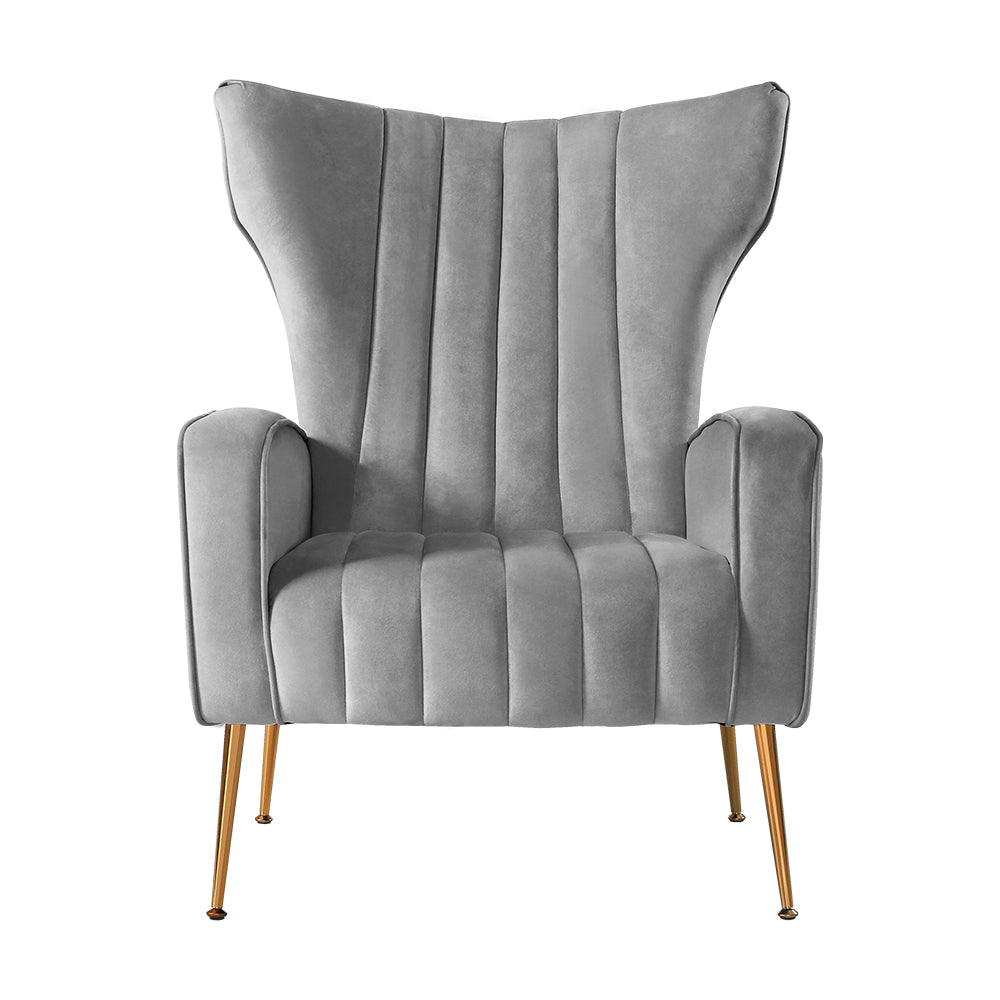 Artiss Armchair Grey Velvet Kate-2