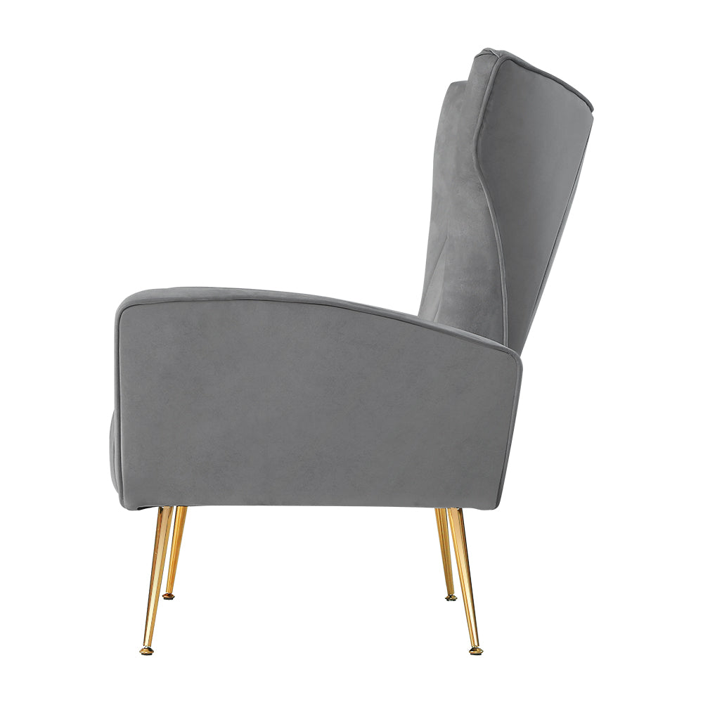 Artiss Armchair Grey Velvet Kate-3