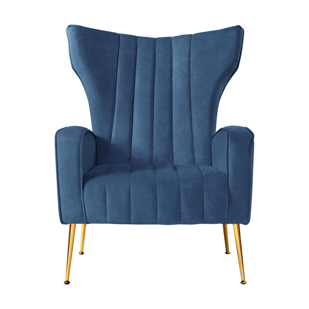 Artiss Armchair Navy Velvet Kate-2