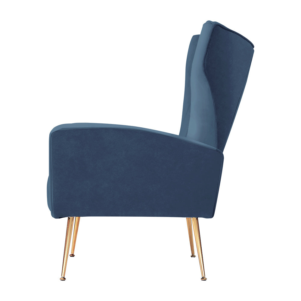 Artiss Armchair Navy Velvet Kate-3