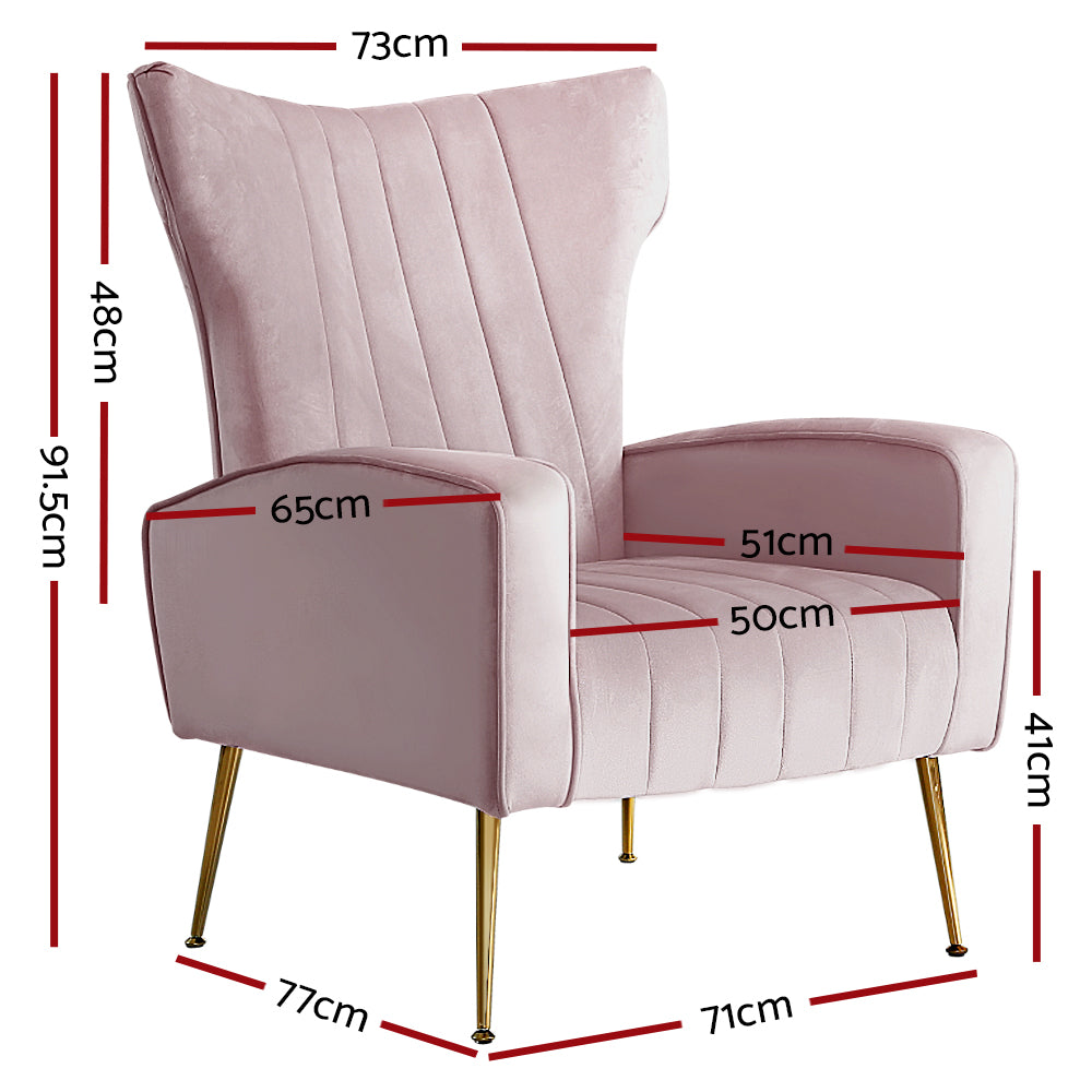 Artiss Armchair Pink Velvet Kate-1