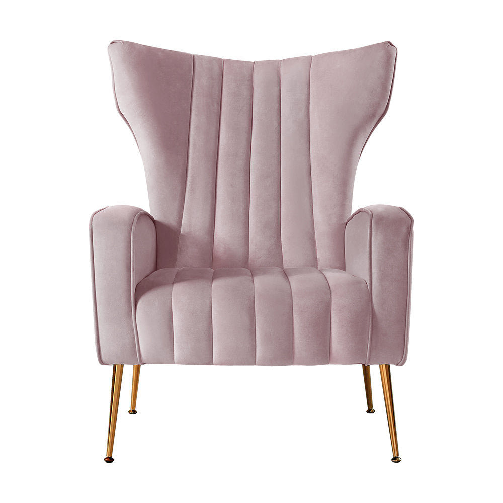 Artiss Armchair Pink Velvet Kate-2