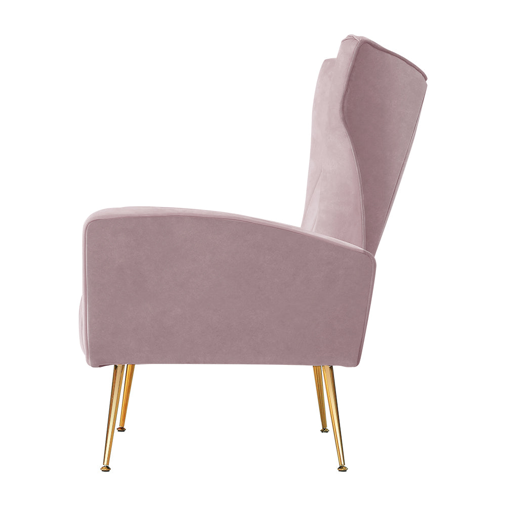 Artiss Armchair Pink Velvet Kate-3