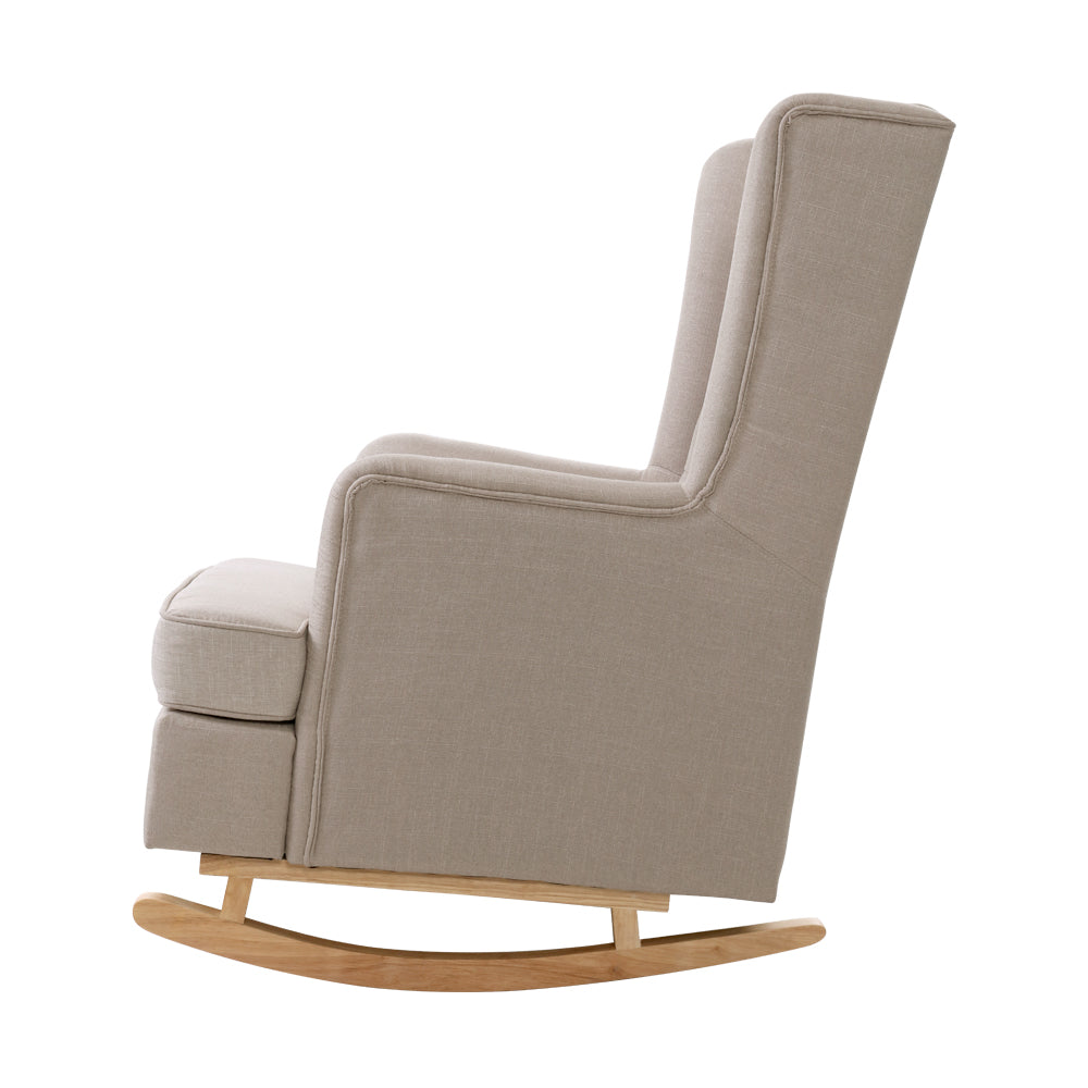 Artiss Rocking Chair Armchair Linen Fabric Beige Gaia-3